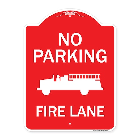 Signmission No Parking Fire Lane Heavy-Gauge Aluminum Architectural Sign, 24" x 18", RW-1824-9961 A-DES-RW-1824-9961
